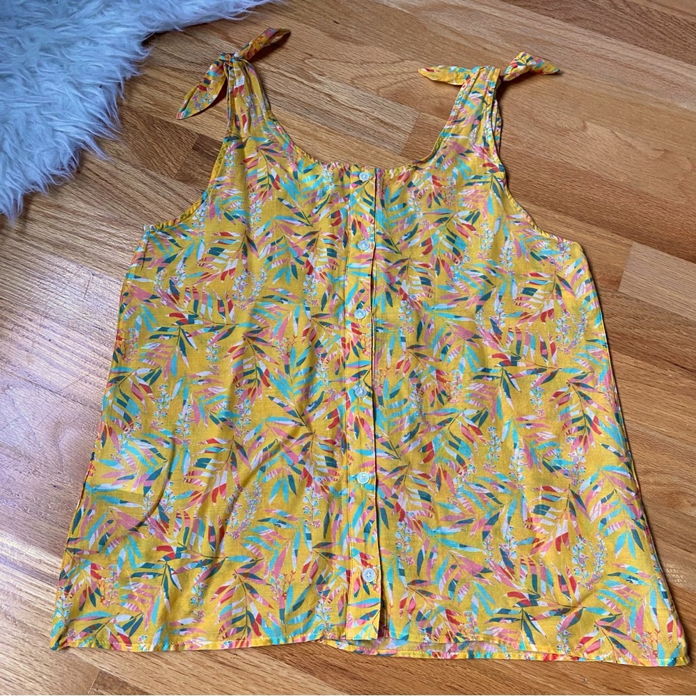 Sezane Yellow Floral Tie-Shoulder Camisole - Picture 6 of 13